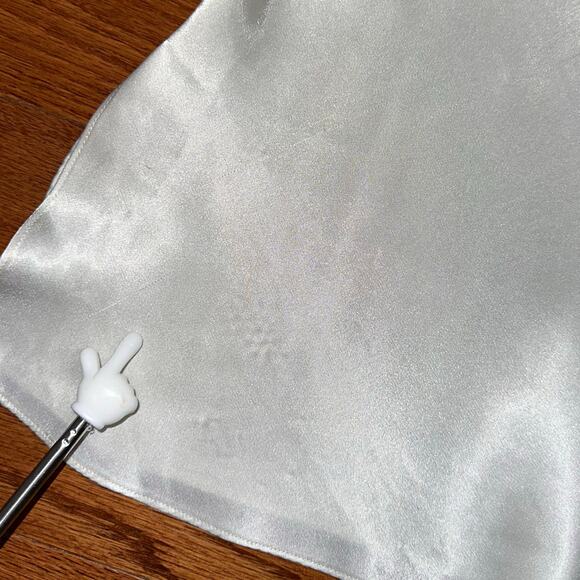 Oscar de la Renta Vintage Pink Label Ivory Satin Logo Sleep Tank Top - Picture 11 of 13